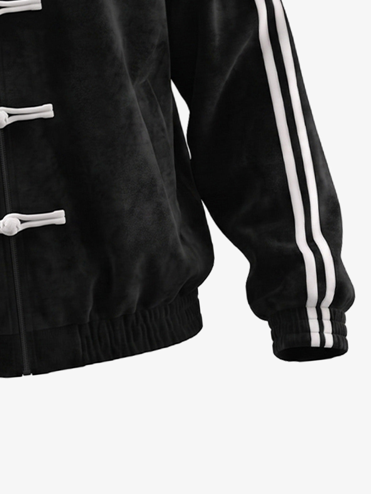 Logo Striped Suede Frog-Button Cardigan