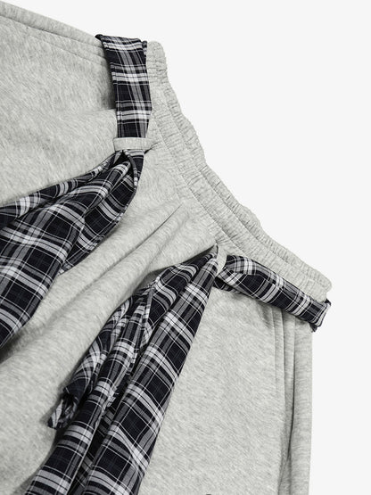 Stylish Wide-Leg Pants with Plaid Tie Belt for Women - Perfect for Casual and Fashionable Looks 