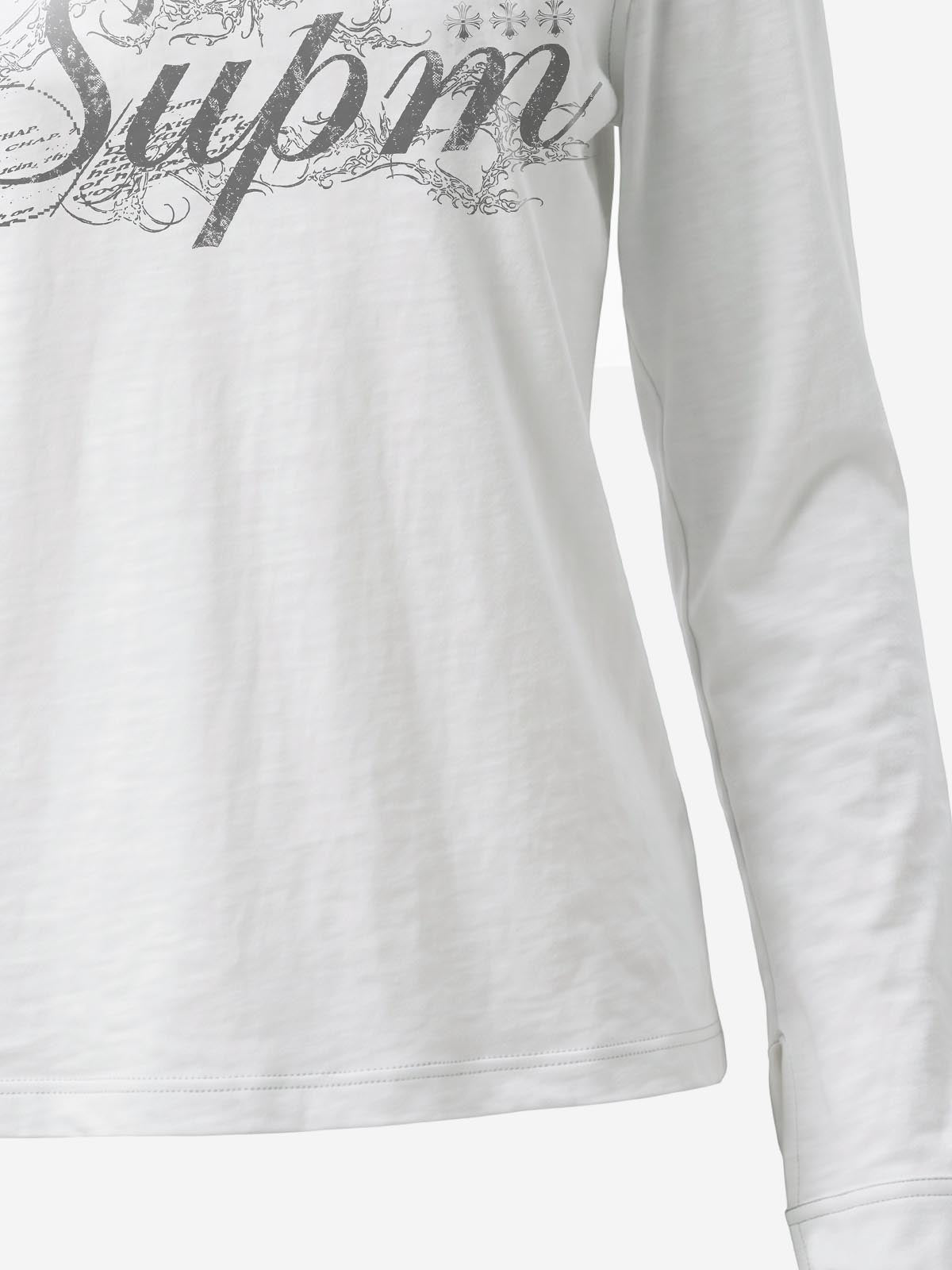 Logo Epaulette Stand Collar Long Sleeves Tee