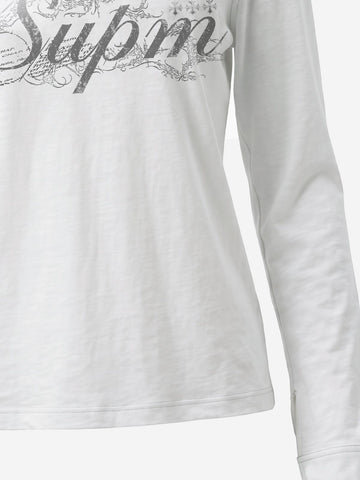 Logo Epaulette Stand Collar Long Sleeves Tee