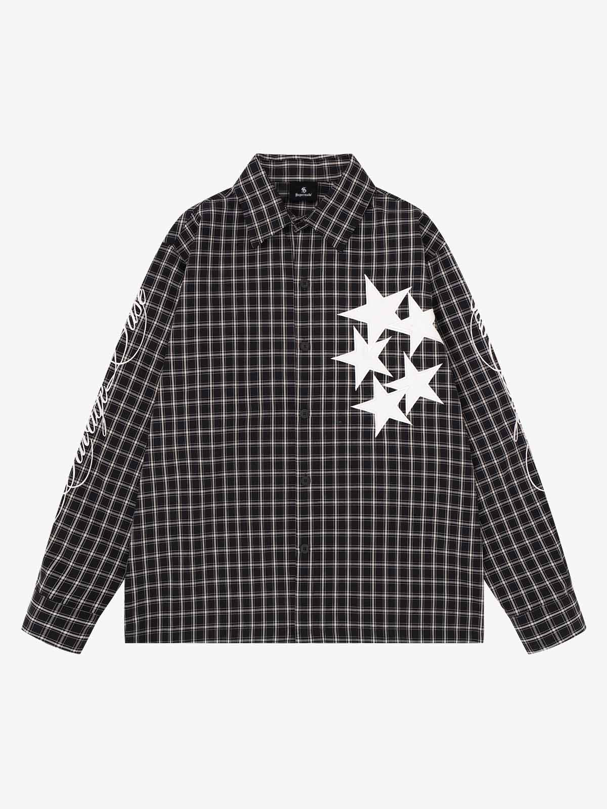 Star Applique Plaid Long Sleeve Shirt