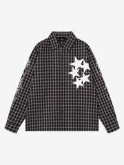 Star Applique Plaid Long Sleeve Shirt