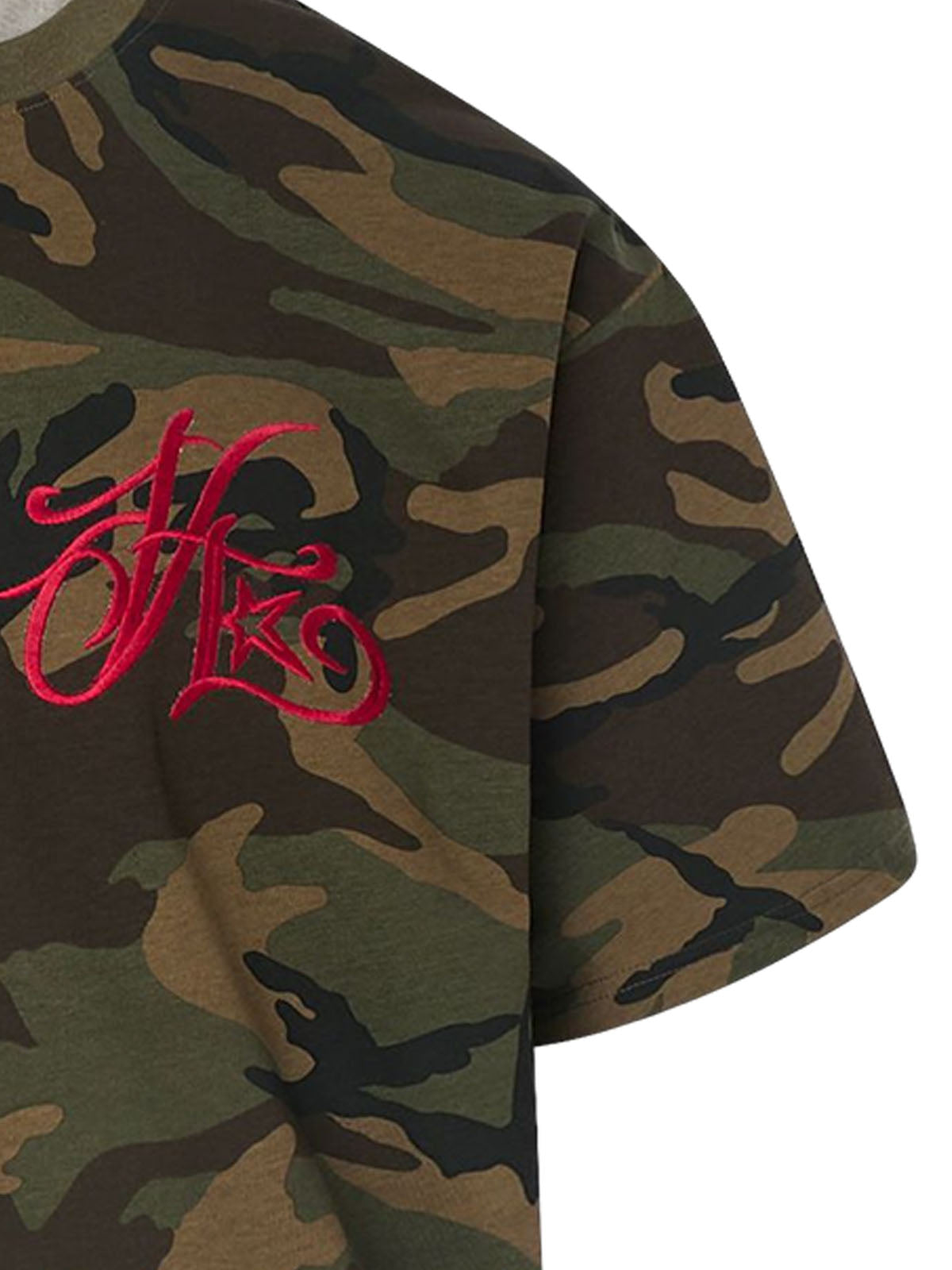 Camouflage Embroidered Letter T-shirt