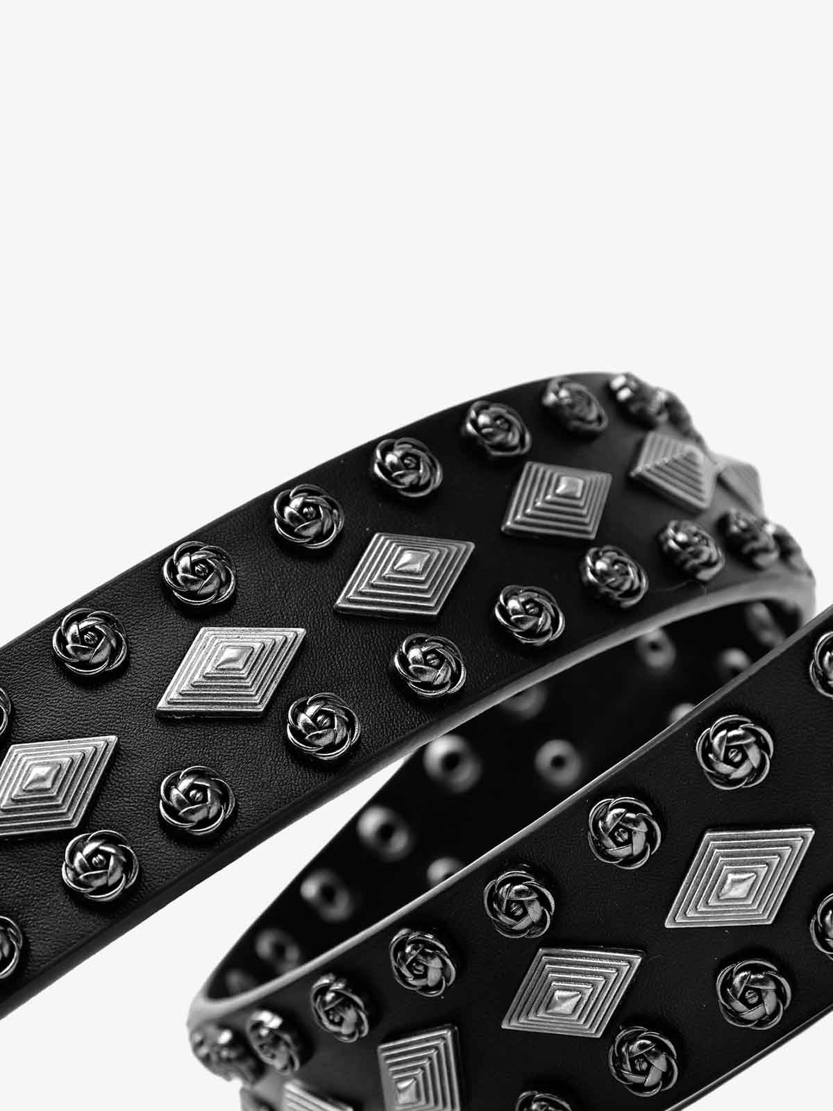 Studded Leather Belt with Eyelet Detail - Stylish and Versatile Accessory for Modern Fashion 