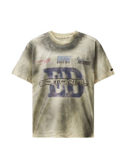 Thesupermade Dirty Wash Heavy Print Street Rap T-Shirt - 2392 