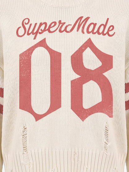 Vintage Digital Print Knit Sweater