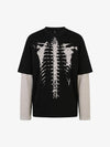 Waffle Knit Skeleton Graphic Layered T-Shirt
