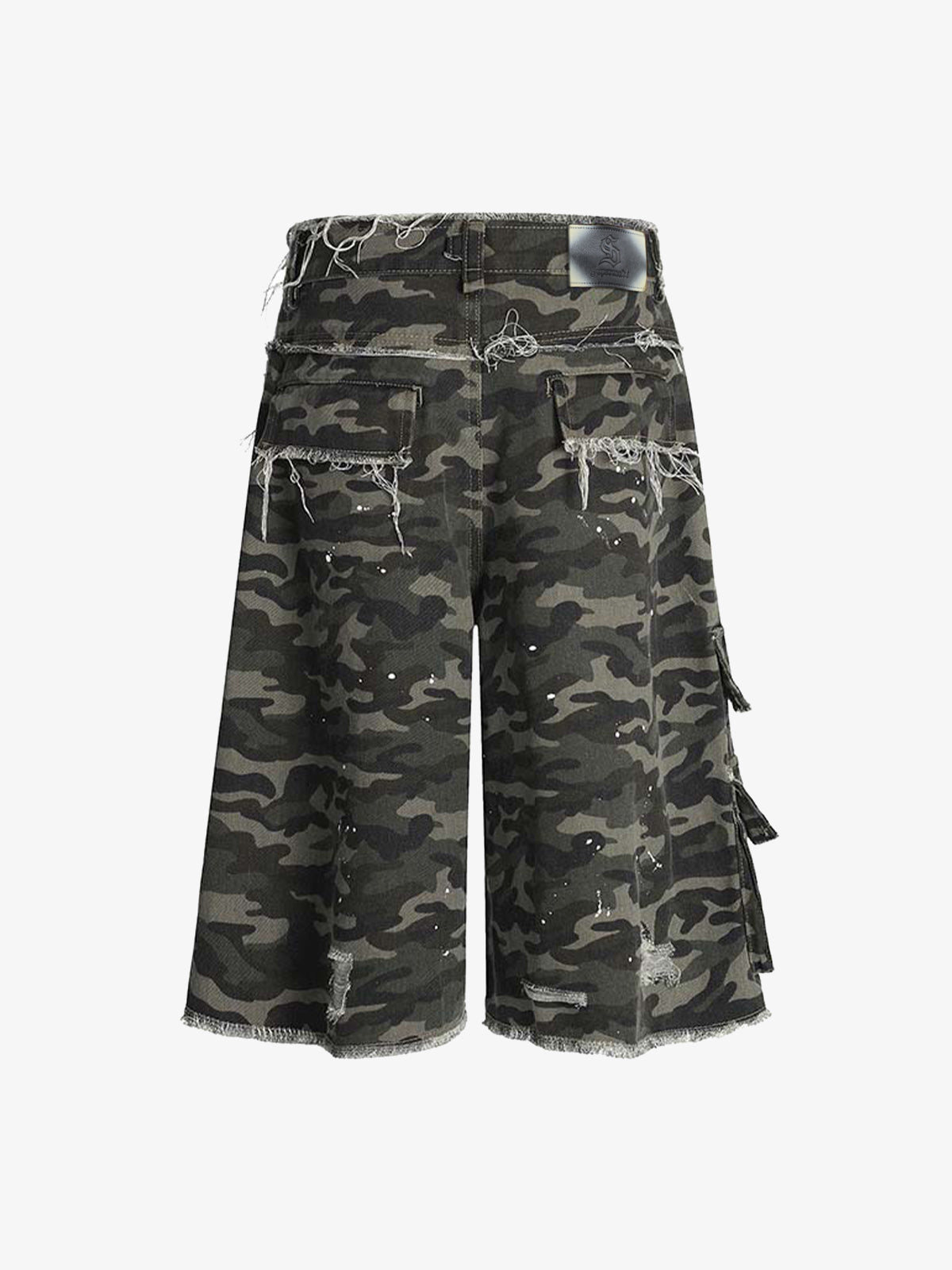 Distressed Camo Multi-Pocket Straight-Leg Jorts - 2611 