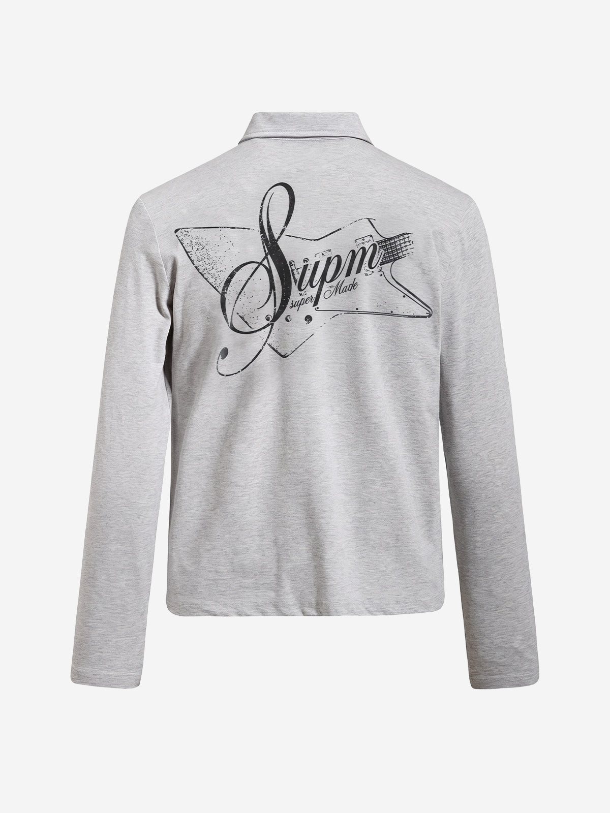 Music Graphic Metal-Button Long Sleeve Polo Shirt