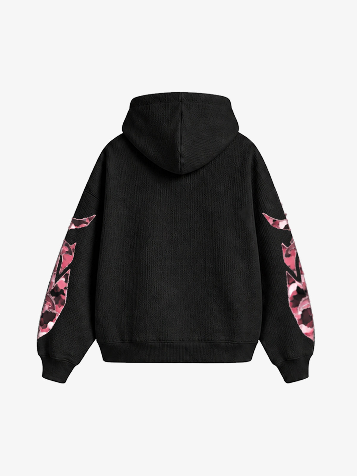 Waffle-Knit Camo Appliqué Embroidered Hoodie & Wide-Leg Sweatpants Set