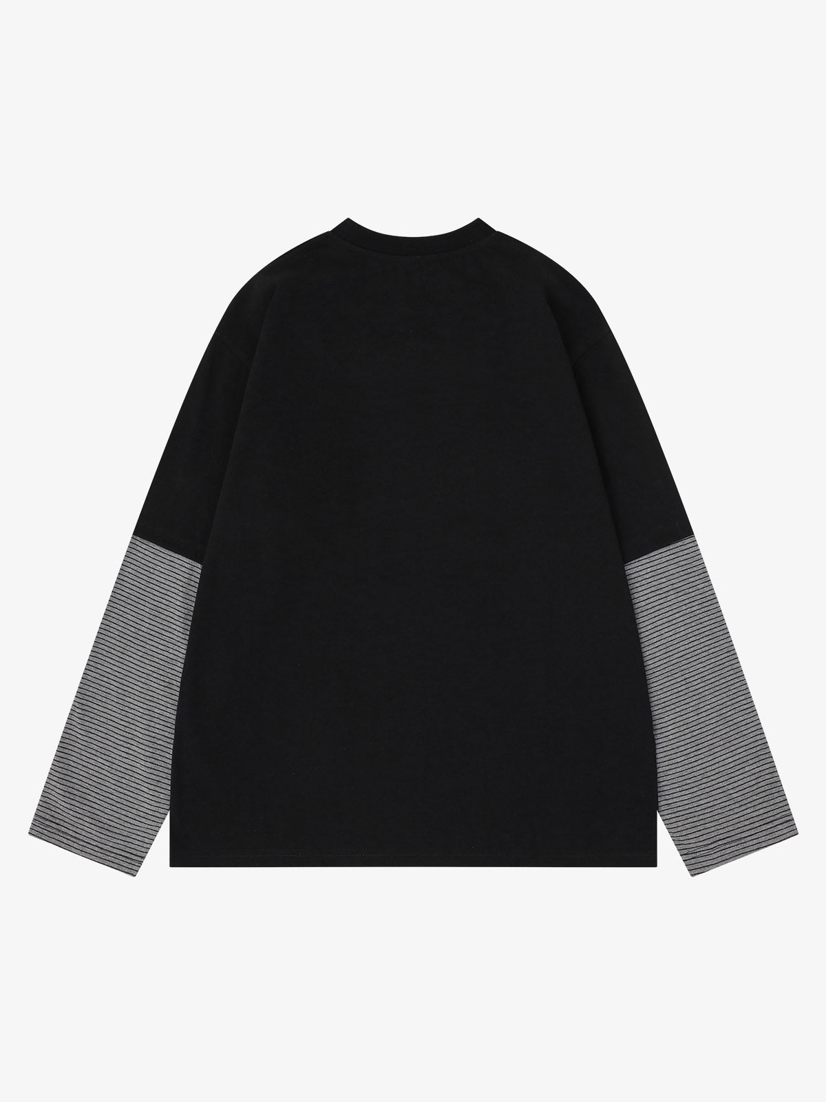 ストライプ文字グラフィック長袖Tシャツ