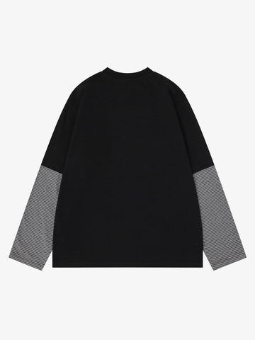 Striped Letter Graphic Long Sleeve Tee