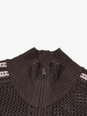 Street-style Openwork Mesh Knit Sweater