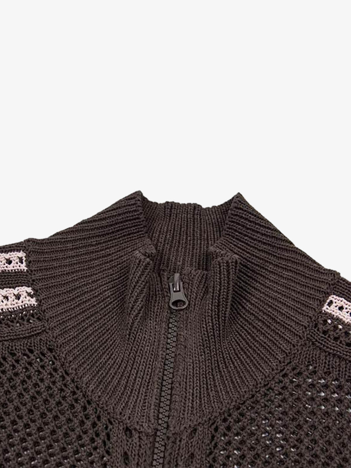 Street-style Openwork Mesh Knit Sweater