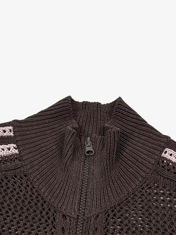 Street-style Openwork Mesh Knit Sweater