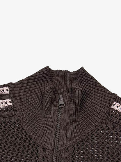 Street-style Openwork Mesh Knit Sweater