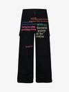 Stylish Wide-Leg Trousers with Embroidered Text and Multi-Pockets for Modern Fashionistas 
