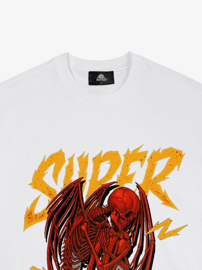 Street Angel and Devil Hatching Pattern T-shirt 