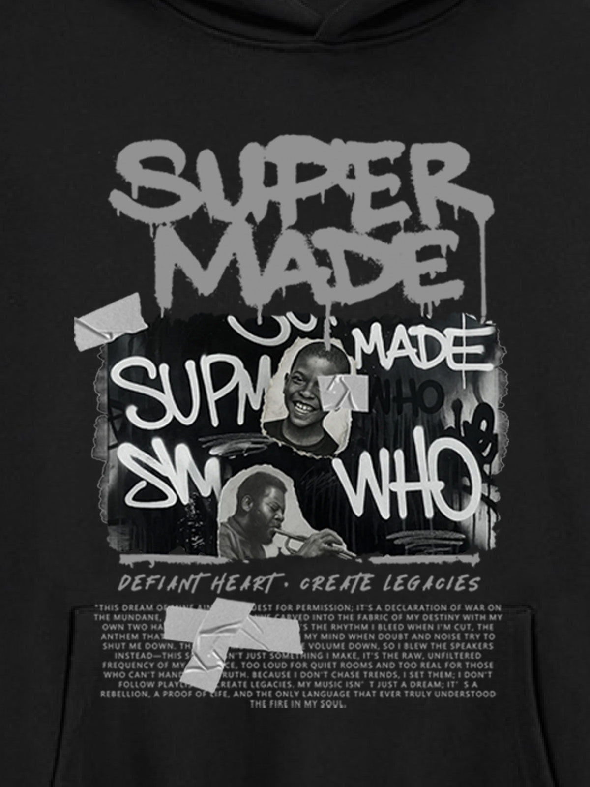 SupermadeTrendy Retro Graffiti Character Hooded Sweatshirt 