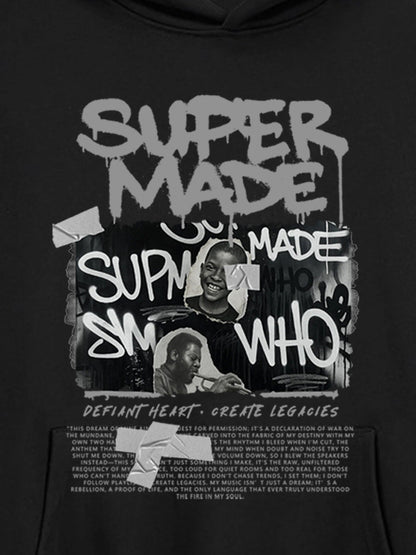 SupermadeTrendy Retro Graffiti Character Hooded Sweatshirt 
