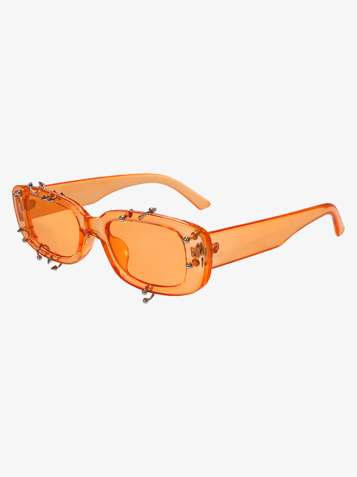 Stylish White Square Sunglasses with Studs for Summer Fashion 