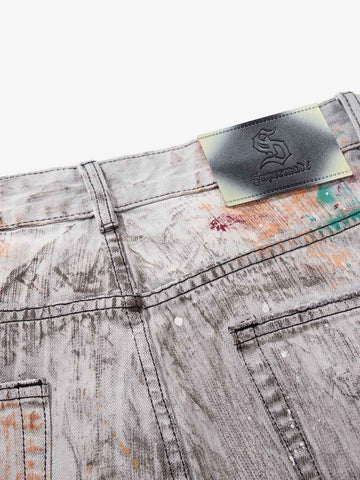 Abstrac Paint-Splattered Panel Jeans 