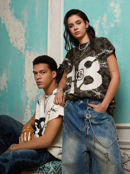 Supermade Camouflage Thorn Print Sleeveless T-Shirt 