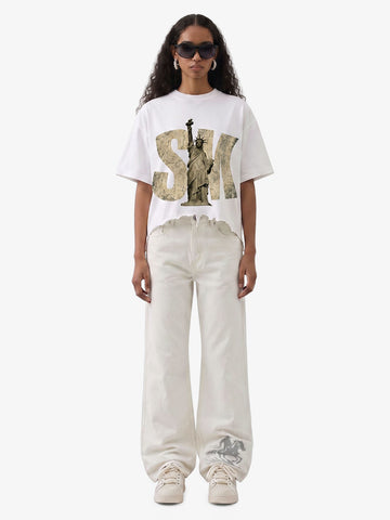 Liberty Graphic Washed Ripped T-Shirt 