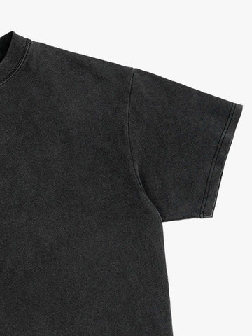 Distressed Black Cotton Oversized Cropped T-Shirt with Raw Hem