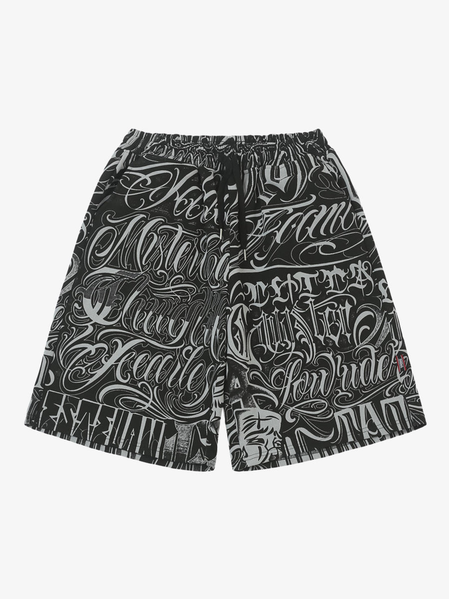 白黒グラフィックのラウンジショーツ