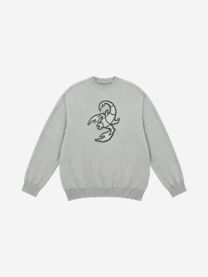 Strickpullover mit Skorpion-Stern-Grafik