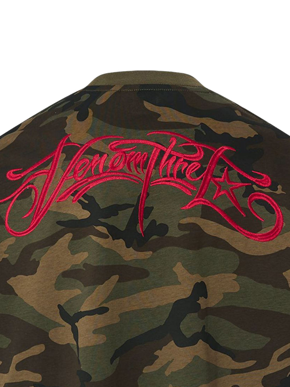 Camouflage Embroidered Letter T-shirt