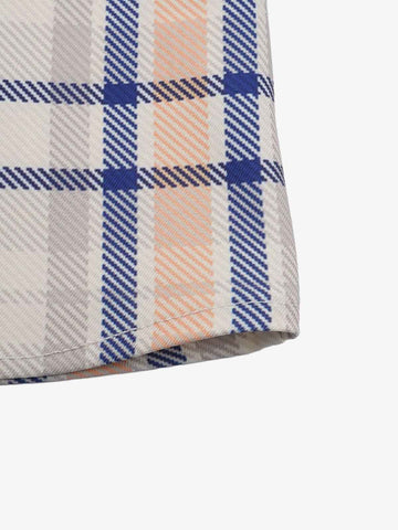 Layered Plaid Denim Print Short Sleeve Shirt 