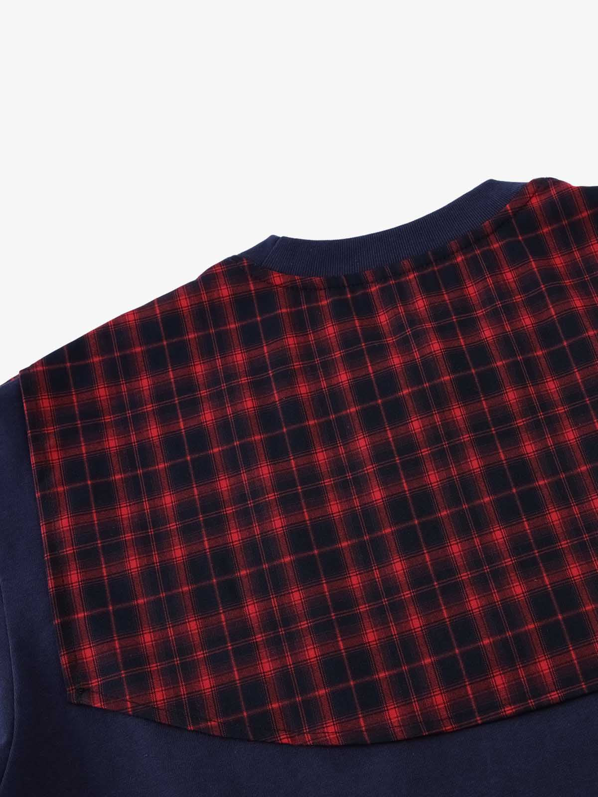 Street Style Retro Patchwork Plaid Tee