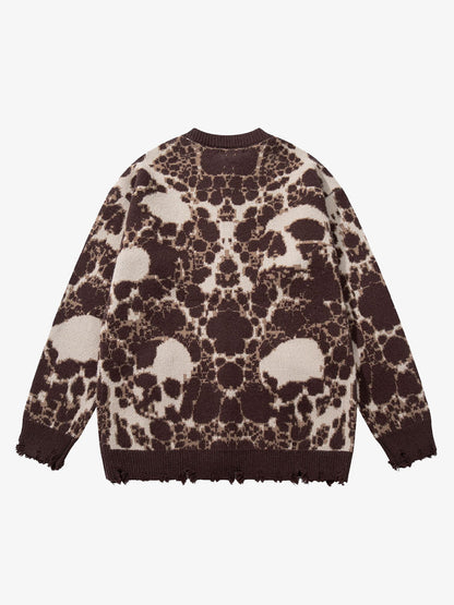 Skull Pattern Knit Sweater for Casual and Fashionable Looks 