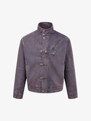 Distressed Metal Buckle Jacket