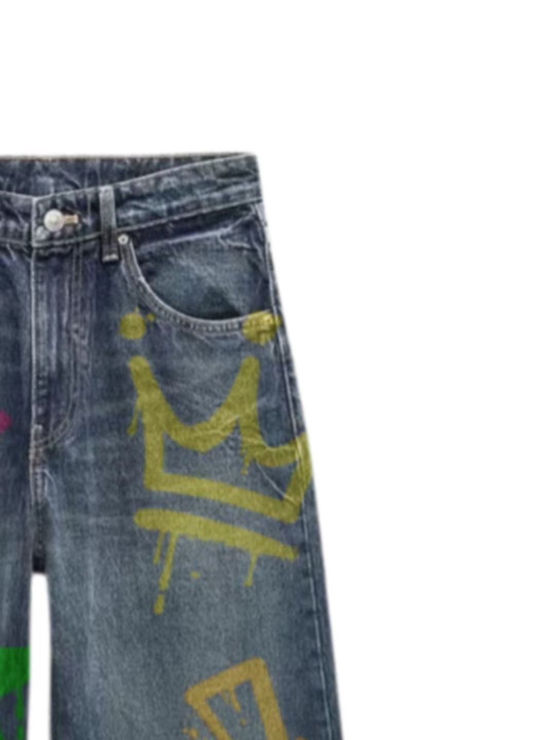 Vintage Graffiti Art Denim Jeans 