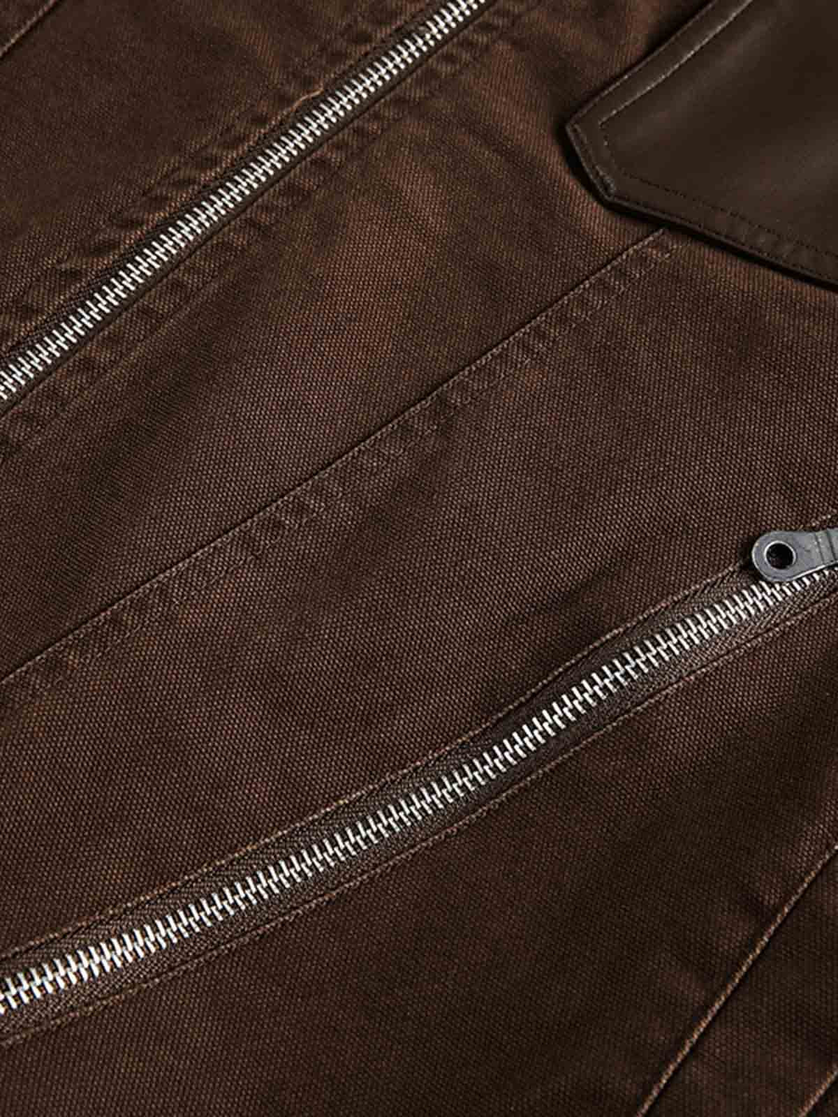 Retro Panelled Utility Multi Pocket Zip Up Bomber Jacket