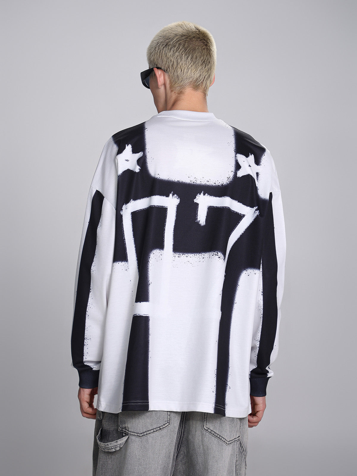 Thesupermade Color Contrast Print Long Sleeve Jersey T-shirt - 2307