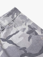 Snow Camouflage Machete Wide-Leg Cargo Barrel Pants - 2548 