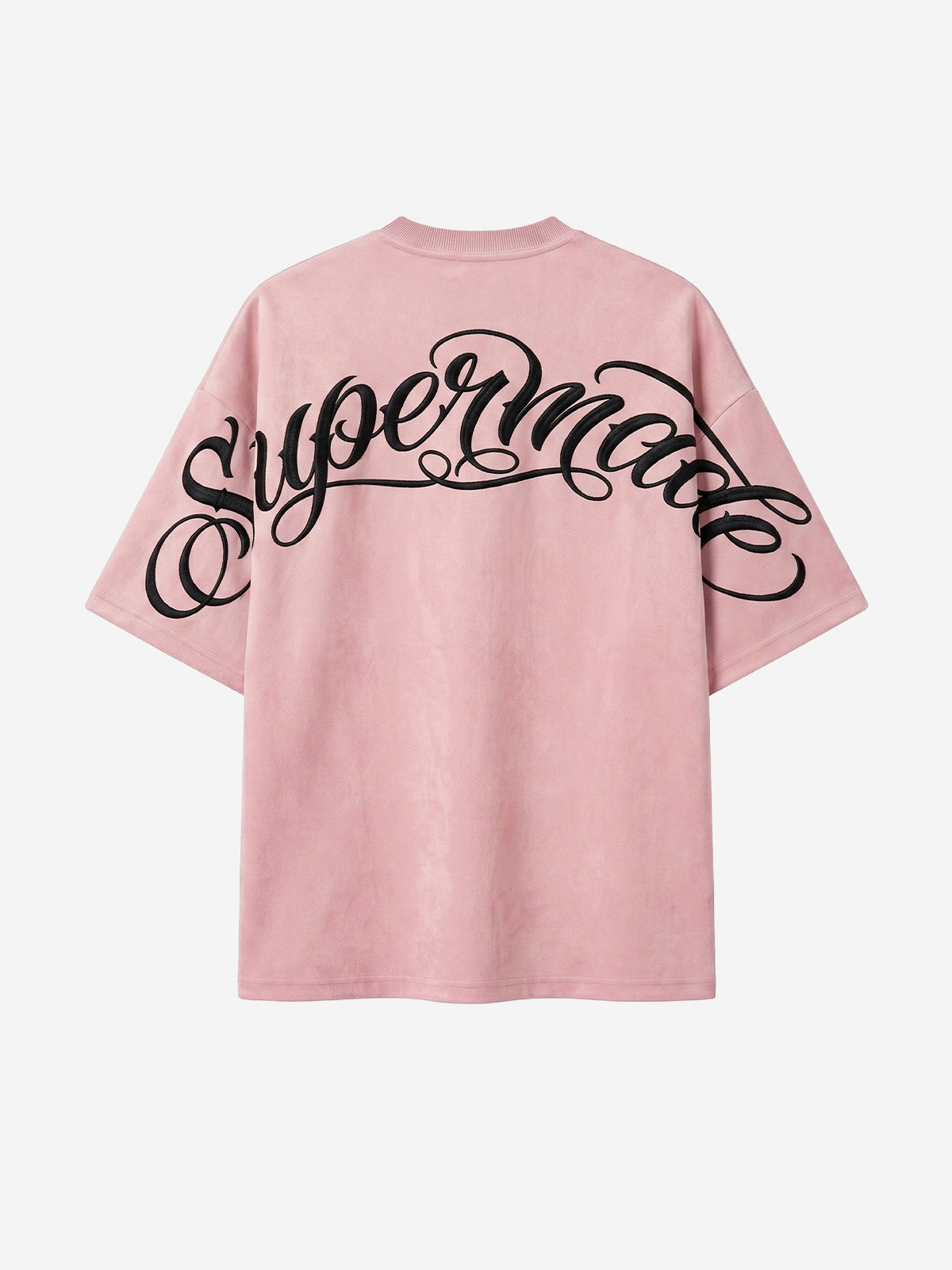 Red Lip Embroidered Suede Tee