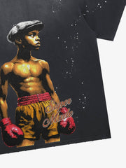 ブラックのオーバーサイズグラフィックTシャツ