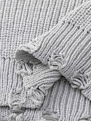 Solid-Color Single-Breasted Hooded Knit Sweater