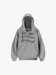 Lightweight Musical Note Print Waffle Hoodie