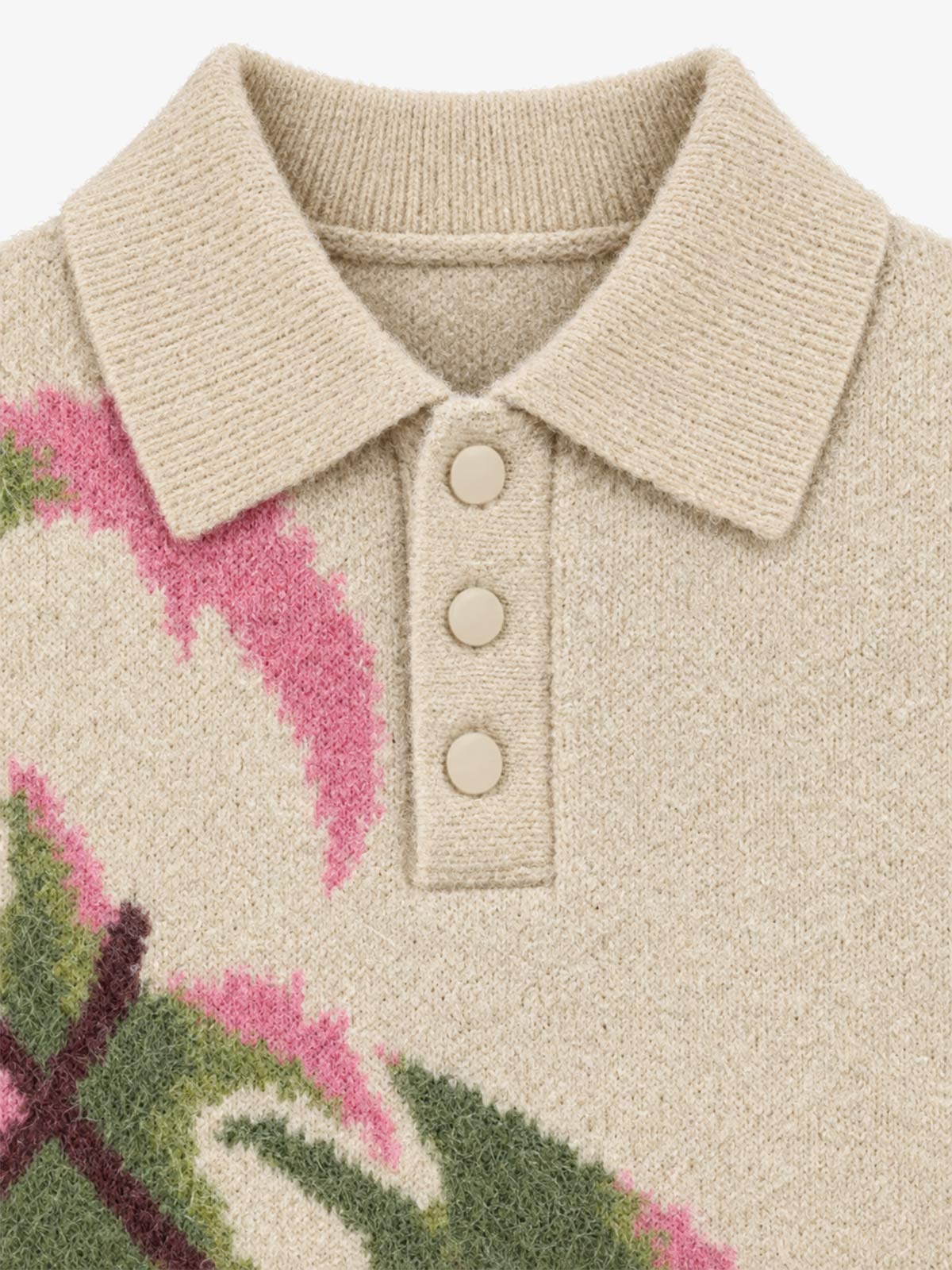 Art Story Graphic Jacquard Knit Polo Sweater