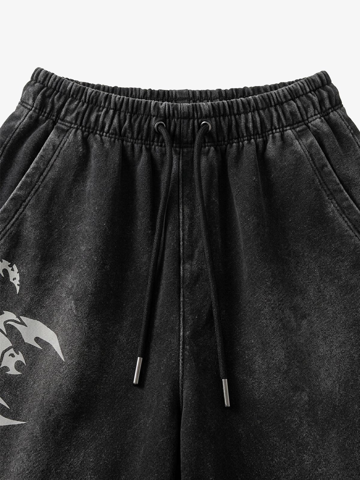 Washed Graphic Distressed Pullover Hoodie & Wide-Leg Sweatpants Set