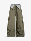 Faux-Zweiteiler-Fallschirmspringerhose mit weitem Bein