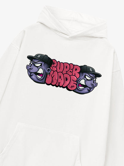 Supermade graffiti font figurine hooded sweatshirt 