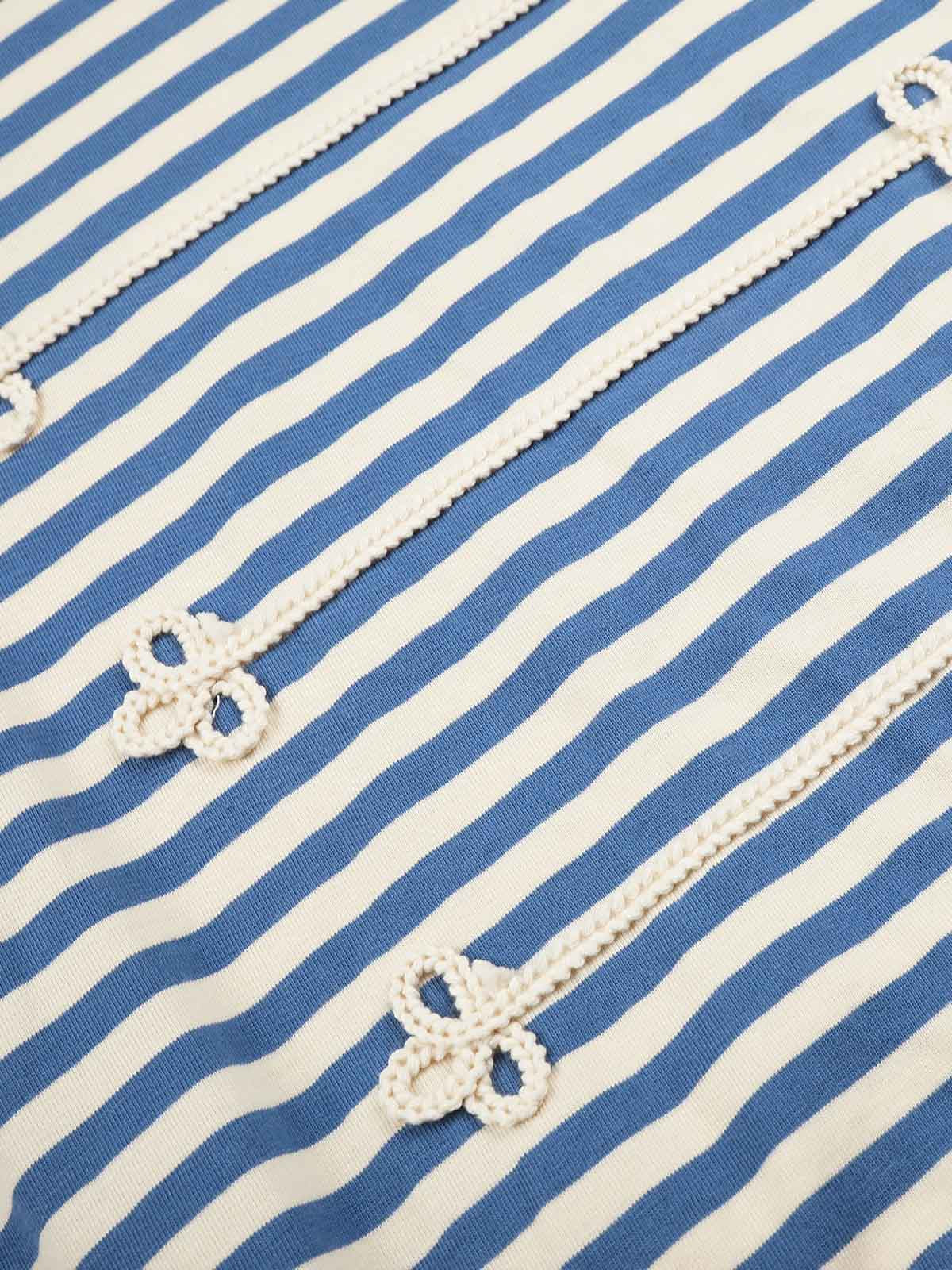 Striped Frog-Button Long Sleeve Tee