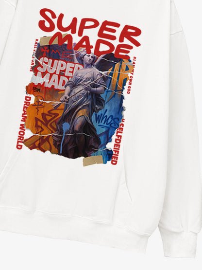 Street Araffiti Cllage Sculpture Hooded Sweatshirt 